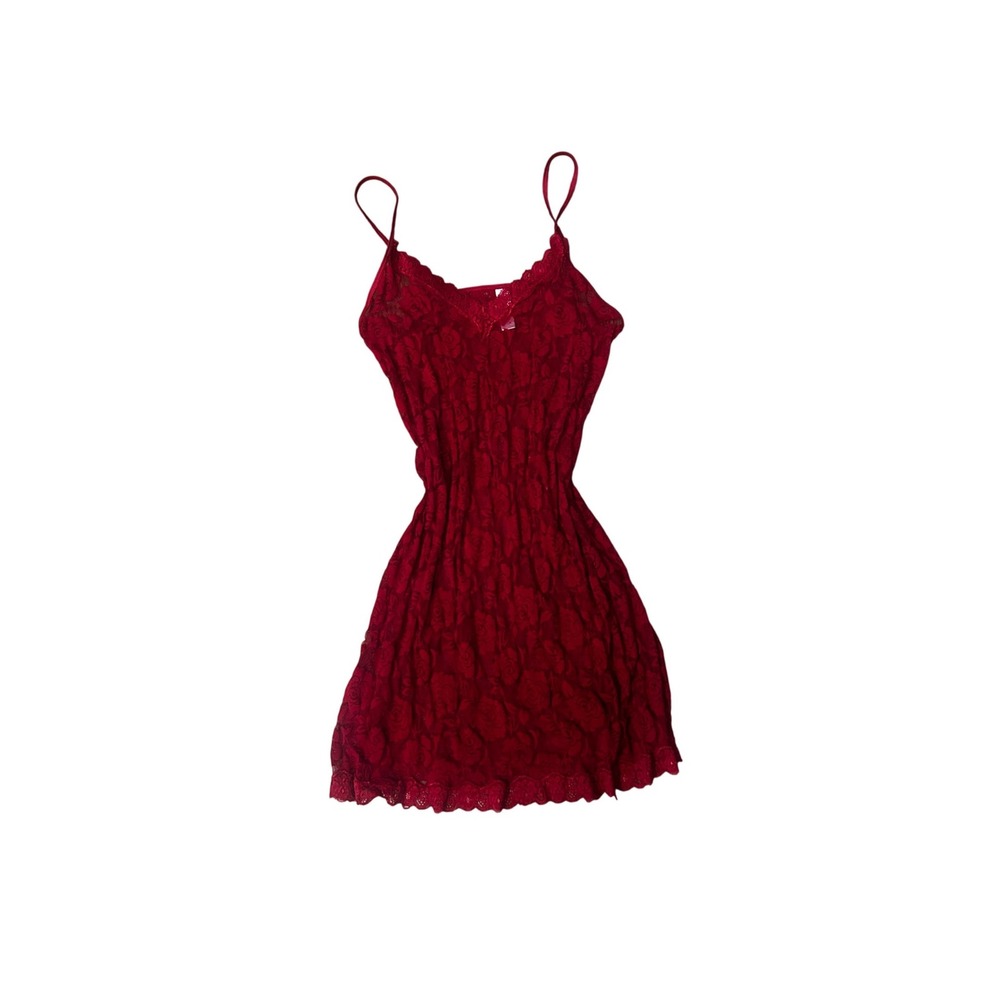 Body Form Red Floral Lace Chemise Mini Dress Nightie 2X 1375A-49